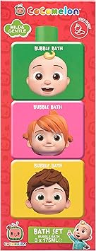 CoComelon 3 x 175ml Stackable Educational Bubble Bath Bottles - Image 1
