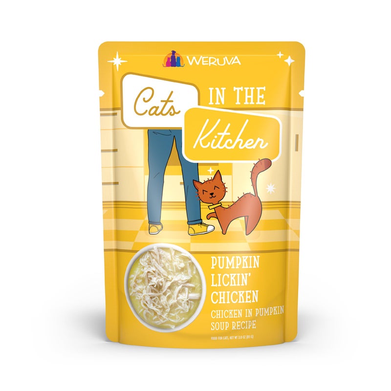 Weruva Cats in The Kitchen, Pumpkin Lickin' Chicken with Chicken Breast in Pumpkin Soup Cat Food, 3oz Pouch (Pack of 12) - Image 1