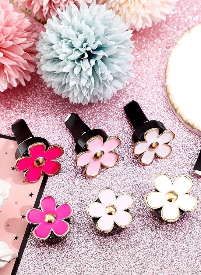 كيلا 6 قطع من مشبك فتحة تهوية السيارة على شكل زهرة الأقحوان، مشبك مخرج معطر الهواء، مشبك مكيف الهواء للسيارة، ديكور داخلي للسيارة (أحمر، وردي، أبيض، 3 سم، 3.3 سم) - Image 4