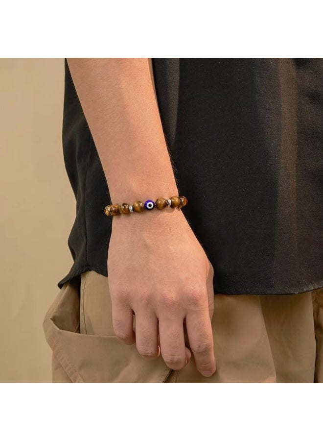 Evil Eye Bracelet for Men Natural Stone Bracelet Protection Good Luck - Image 3