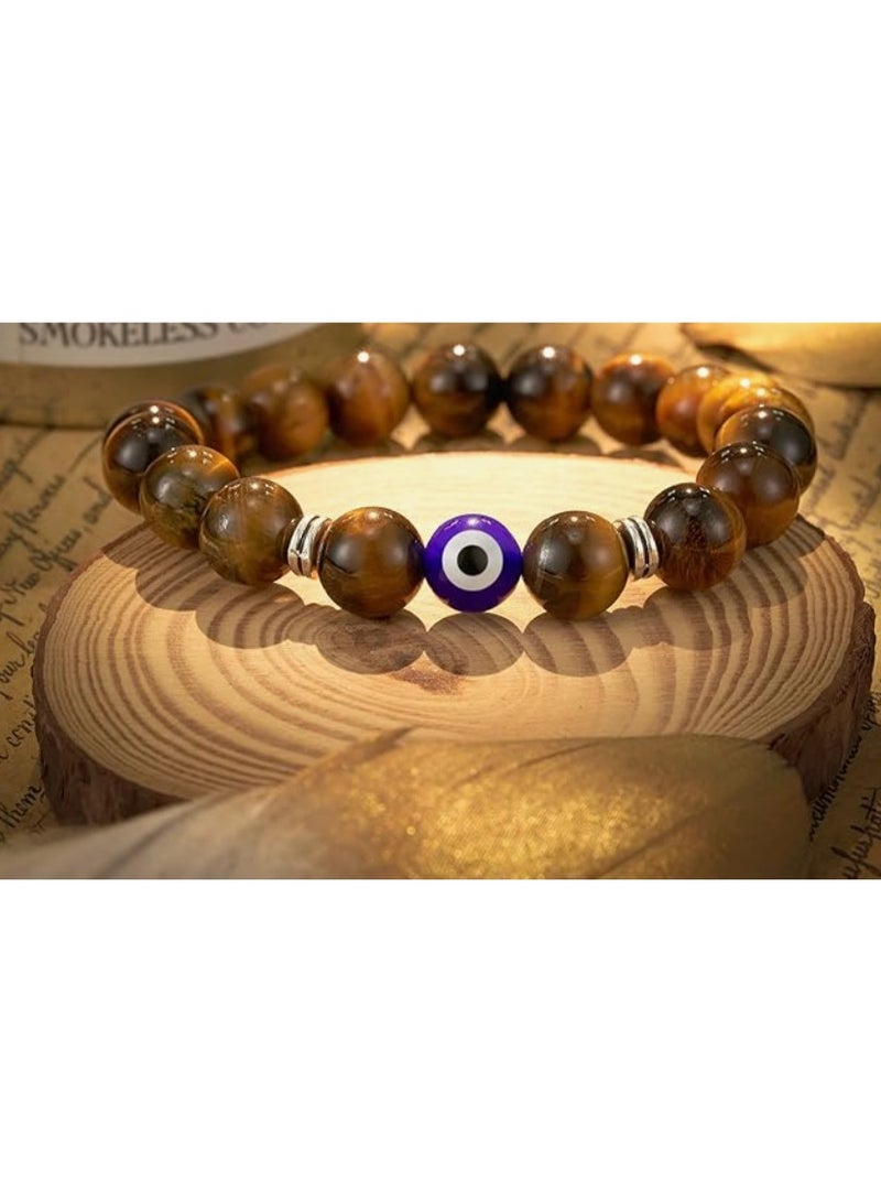 Evil Eye Bracelet for Men Natural Stone Bracelet Protection Good Luck - Image 4