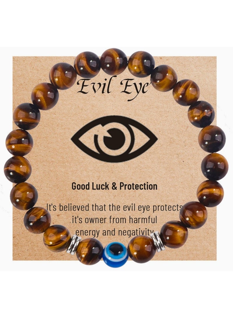 Evil Eye Bracelet for Men Natural Stone Bracelet Protection Good Luck - Image 1