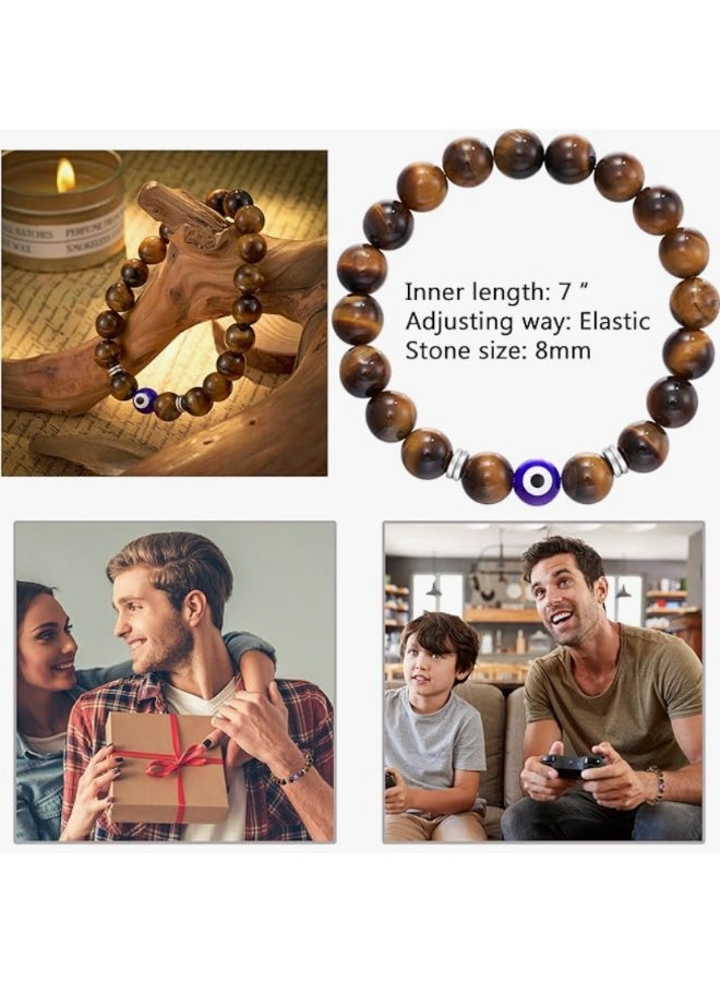 Evil Eye Bracelet for Men Natural Stone Bracelet Protection Good Luck - Image 2