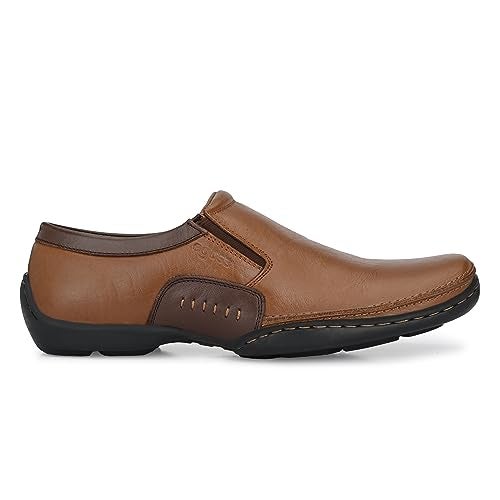 egoss Moccasin Casual Shoes for Men | Genuine Leather | Comfortable & Stylish Footwear | Office & Travel Friendly – G-358 | Tan, 6 - Image 4