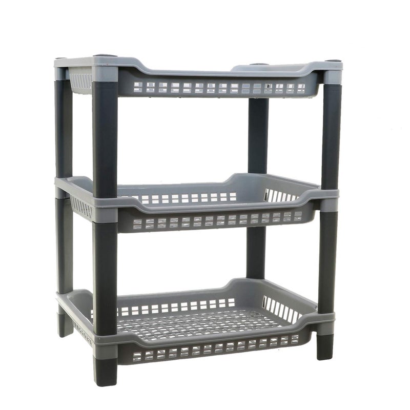Kuber industries Plastic 3 Layer Big Multi-Purpose Kitchen Storage Basket Rack (Grey) - CTKTC030664 - Image 4