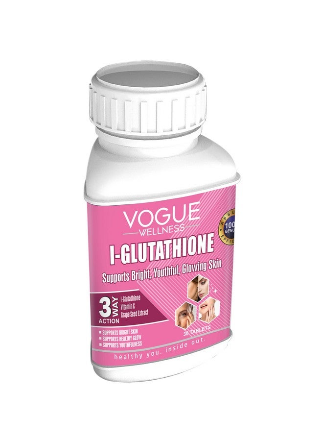 Vogue Wellness L-Glutathione 500mg Tablets with Vitamin C & E - Skin Brightening, Antioxidant Support, Reduces Pigmentation - 30 Tablets - Image 1