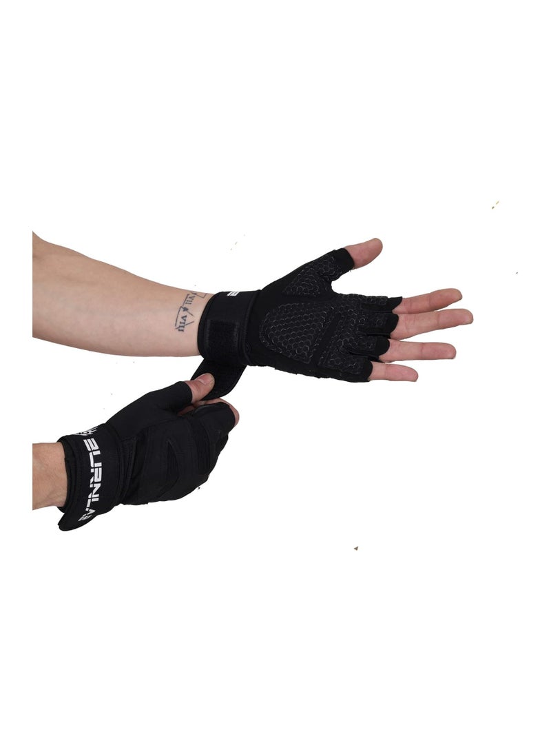 Burnlab Basic Gym Gloves with Wrist Support (Black , Large) - Image 2