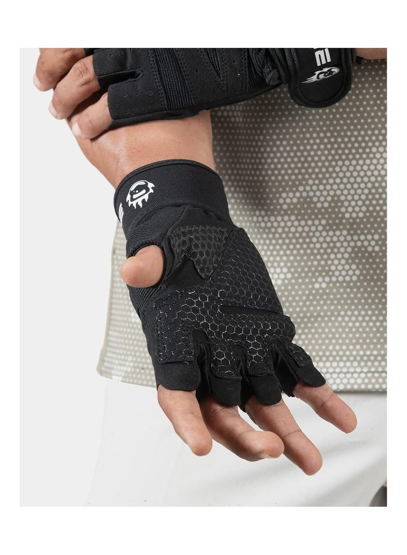 Burnlab Basic Gym Gloves with Wrist Support (Black , Large) - Image 3