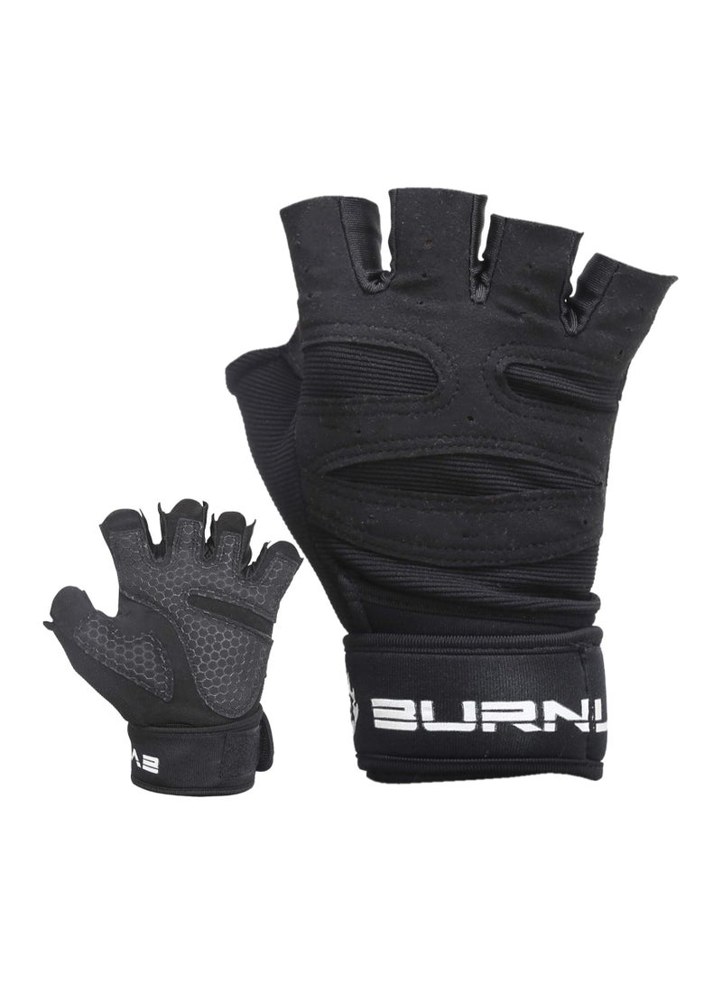 Burnlab Basic Gym Gloves with Wrist Support (Black , Large) - Image 4