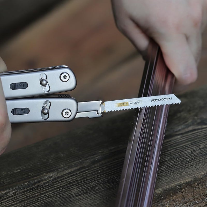 Roxon FT07 Bulid Your Own Multitool - FLEX Implements Tools Accessories Set (Box Cutter, Ruler & Magnetic grabber, Pen & Tweezers & Needle, T Shank Adapter) - Image 3