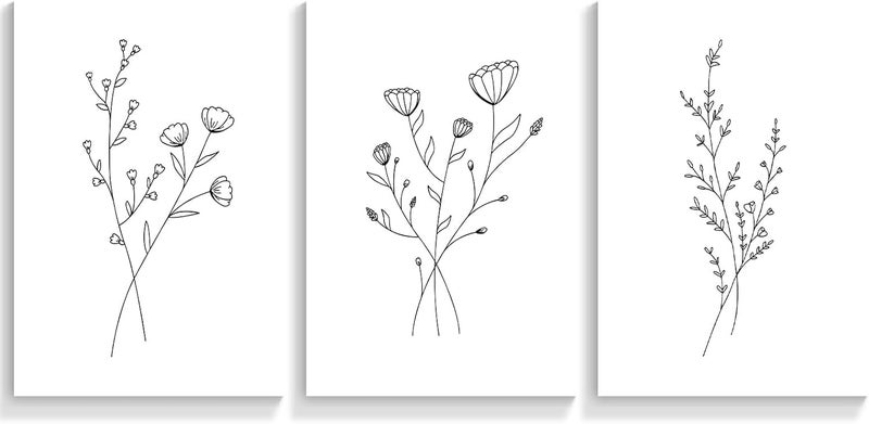 DFAIUY Vintage Wildflowers Botanical Canvas Wall Art Set - Image 1
