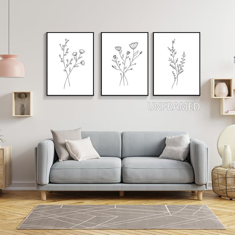 DFAIUY Vintage Wildflowers Botanical Canvas Wall Art Set - Image 2