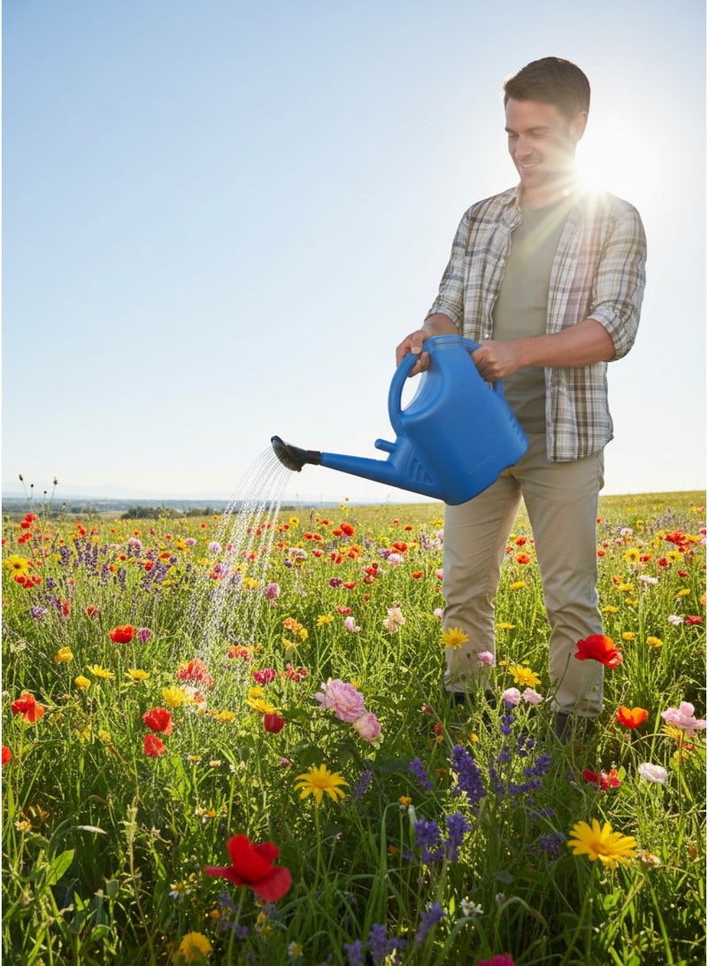 وعاء سقي نباتات سعة 10 لتر - مزود برأس رشاش أسود ومقياس لترات - أزرق. - Image 2