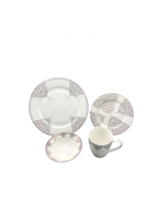DANUBE HOME - Youthful Bite Oasis 16 Piece New Bone China Dinner Set Elegant Dinnerware for 4 Stylish Plates Bowls and Mugs Perfect for Formal Dining & Home Entertaining - Image 1