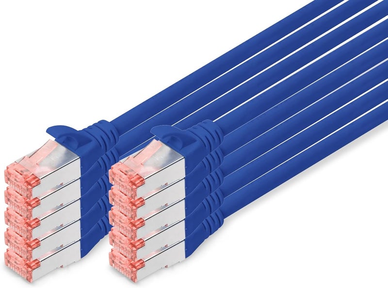 DIGITUS كابل توصيل CAT 6 S-FTP، نحاس، LSZH AWG 27/7، طول 0.5 متر، 10 قطع، لون أزرق - Image 1