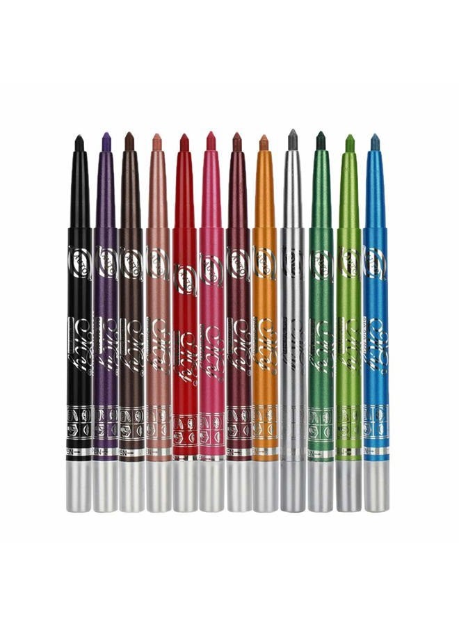 Linble Eyeliner Pencils - 12 Colors Retractable Eye Makeup Liners for Women, Easy Apply Colored Eyebrow Pencil Waterproof Soft Crayon Eye Shadow Set - Image 1