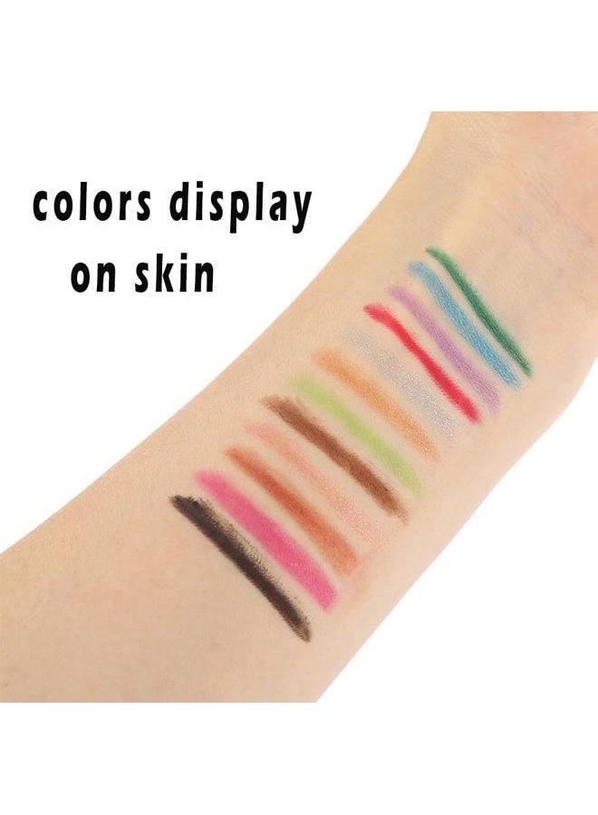 Linble Eyeliner Pencils - 12 Colors Retractable Eye Makeup Liners for Women, Easy Apply Colored Eyebrow Pencil Waterproof Soft Crayon Eye Shadow Set - Image 2