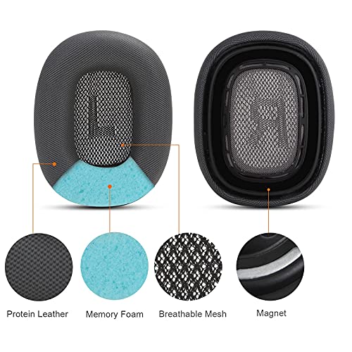 Earrock Ear Cushions Replacement for AirPods Max Headphones,Protein Leather Covered Earpads with Memory Foam and Magnet (Silvery) - Image 5