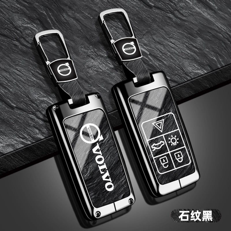 Volvo Universal Zinc Alloy Car Key Case for Volvo S60, XC60, XC40, XC90 - Classic Stone Pattern - Image 1