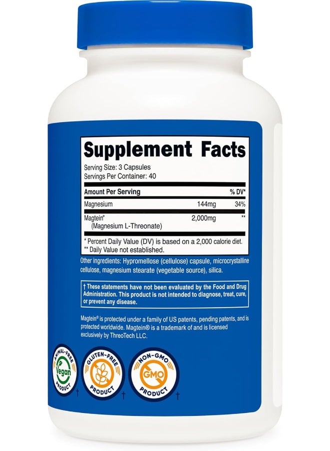 Nutricost Magnesium L-Threonate As Magtein 2000mg, 120 Capsules - Non-GMO, Gluten Free, Vegetarian Friendly - Image 5