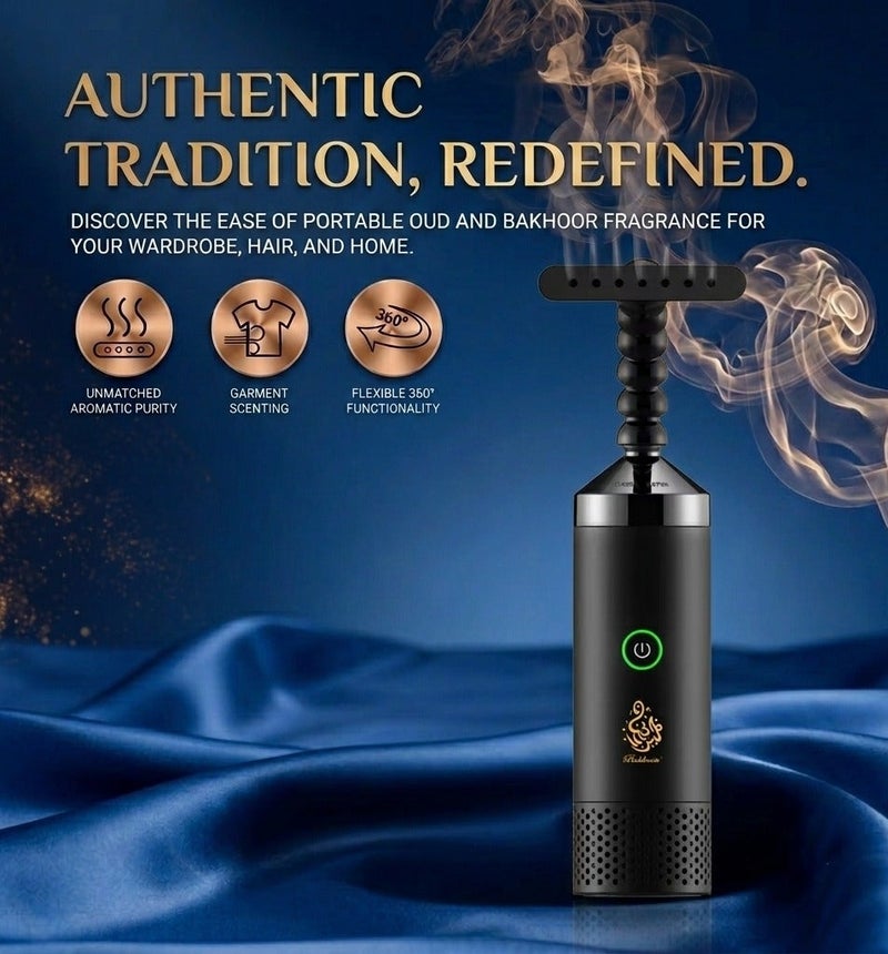 Bukhoon USB Rechargeable, Portable Electric Bakhoor Burner with Flexible Extension Neck Handheld Electronic Mabkhara for Clothes and Home Fragrance - Image 2