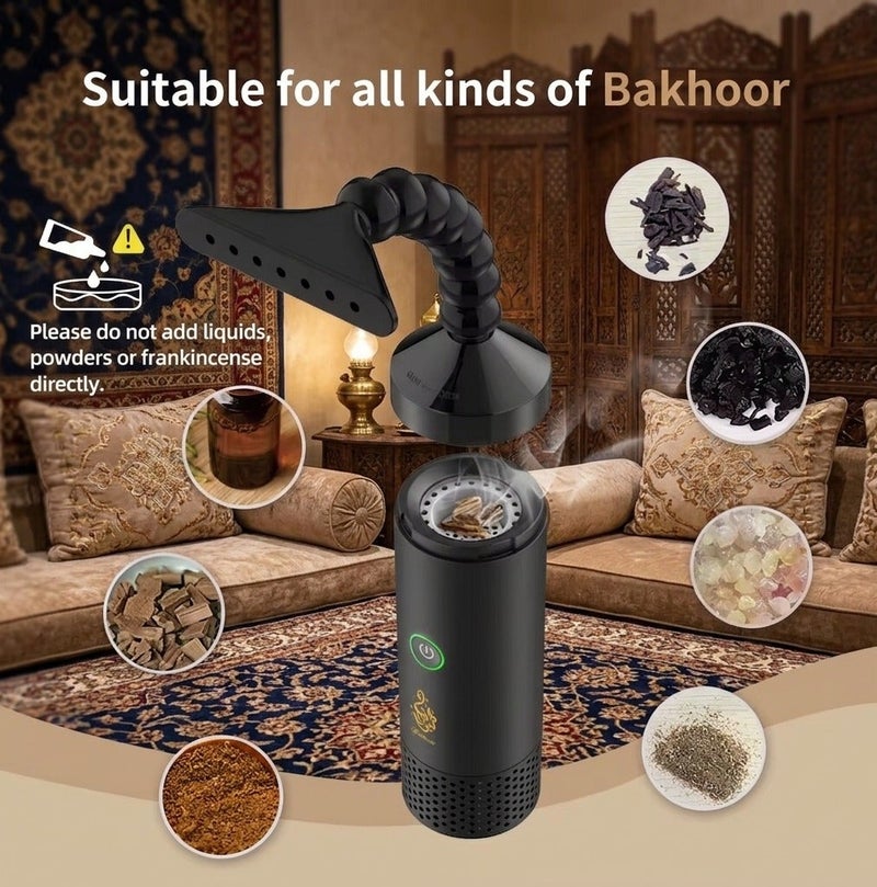 Bukhoon USB Rechargeable, Portable Electric Bakhoor Burner with Flexible Extension Neck Handheld Electronic Mabkhara for Clothes and Home Fragrance - Image 5