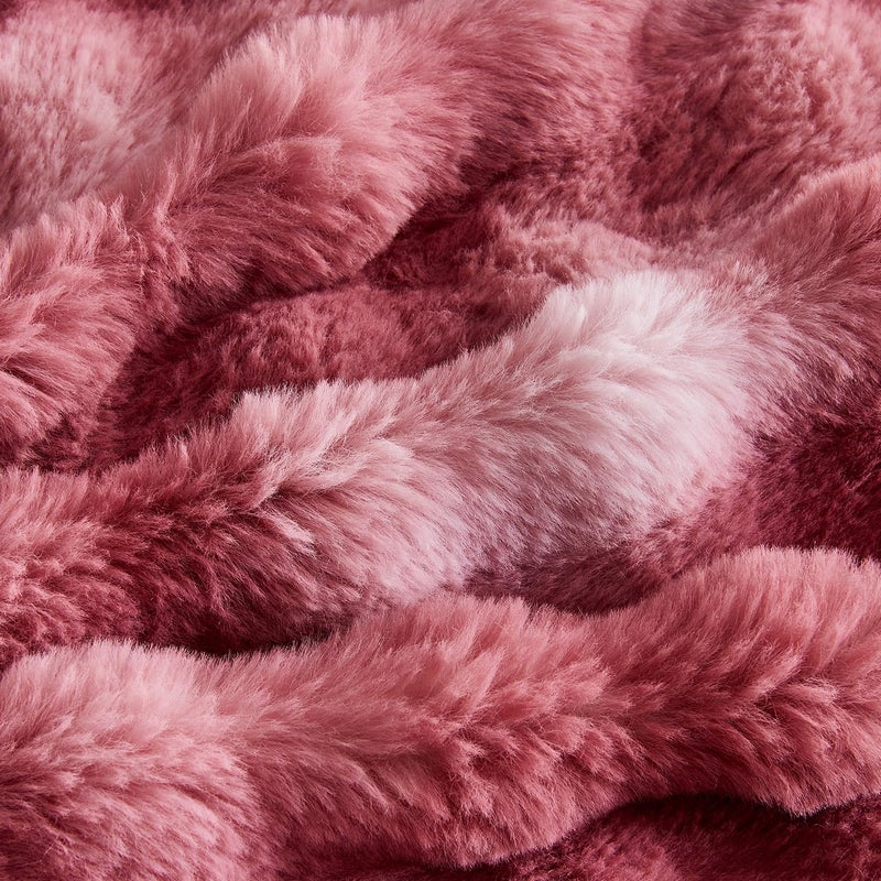 Lotus Karen Lotus Karen Fluffy Comforter Cover Set-Rabbit Fluff Faux Fur Duvet Cover Full Size Tie-Dye Pink Plush Fuzzy Furry Bedding Sets 3Pieces(1 Duvet Cover & 2 Pillow Shams) Zipper Closure  - Image 5