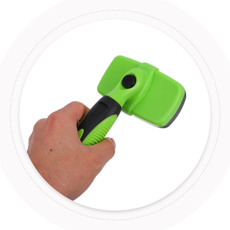 Small Green Deshedding Brush for Long Haired Dogs and Cats - Image 4
