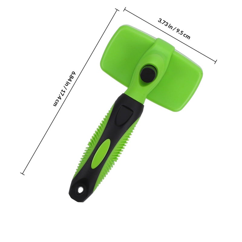 Small Green Deshedding Brush for Long Haired Dogs and Cats - Image 3