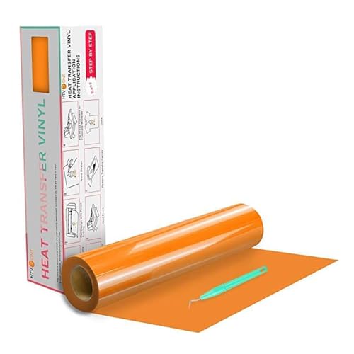 HTVRONT HTV Vinyl Rolls Heat Transfer Vinyl  12 x 20ft Orange HTV Vinyl for Shirts Iron on Vinyl for All Cutter Machine  Easy to Cut  Weed for Heat Transfer Design Orange