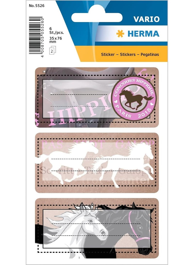 Herma School Notebook Edge Stickers, Designed for Glitter Horses, Adhesive Stickers for School Notebooks and Textbooks, 6 Pieces, 35 x 76 mm - Herma Vario Glitter School Book Stickers #5526 - Image 1