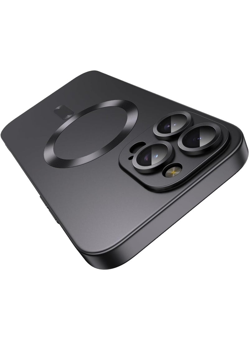 جراب مغناطيسي لهاتف iPhone 13 Pro Max MagSafe مع واقي لعدسة الكاميرا، حماية كاملة، جراب هاتف نحيف ناعم مقاوم للصدمات ومضاد للخدش ومتين من مادة TPU لهاتف iPhone 13 Pro Max (أسود) - Image 1