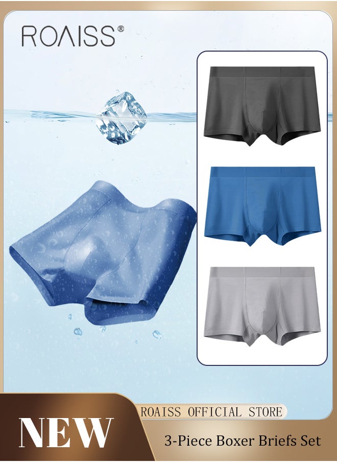 roaiss - Men Boxers 3 Pack Set Trend Men Teenage Boys Underwear Short Briefs High Elastic Classic Underwear - Image 1