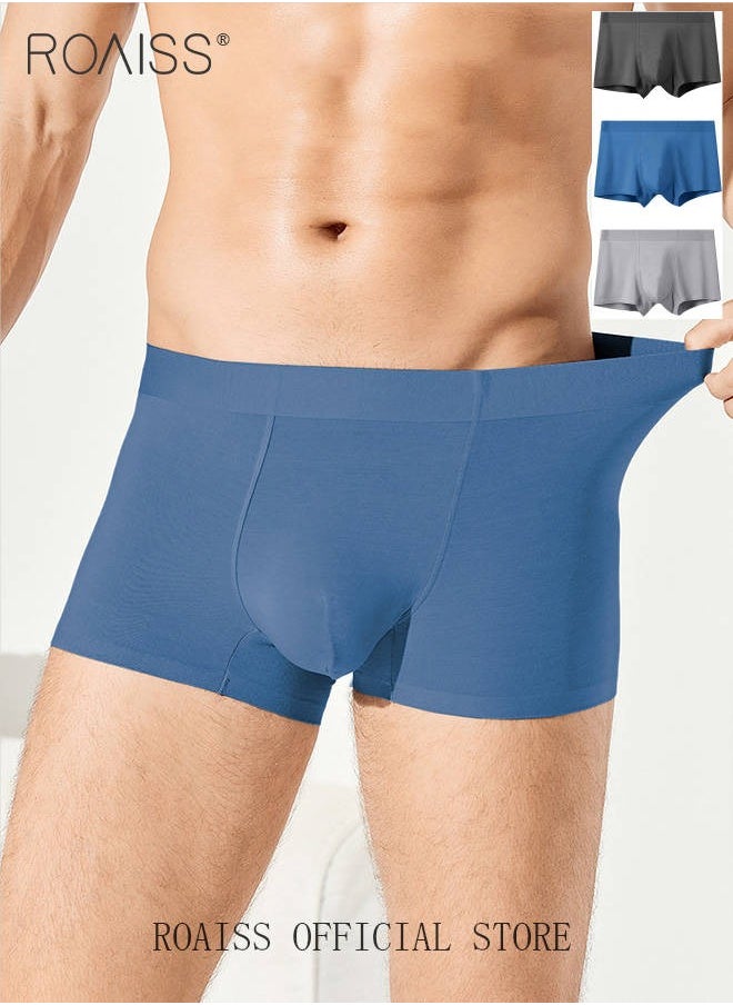 roaiss - Men Boxers 3 Pack Set Trend Men Teenage Boys Underwear Short Briefs High Elastic Classic Underwear - Image 1