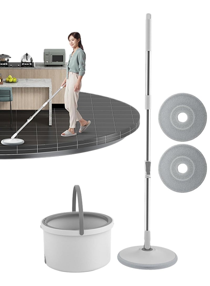 DubaiGallery Spin Mop and Bucket Set 360°Flat Mop with with Self Separation Dirty and Clean Water System 2Pcs Microfiber Pad Extended Handle for All Types of Floor Cleaning - Image 2
