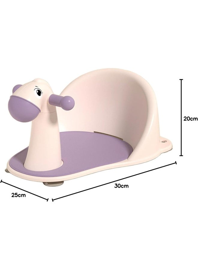 Premify Baby Bath Seat With Non-Slip Soft Seat Animal Shape Portable Baby Bathtub Seat With Cartoon Backrest Anti-Drop Does Not Peel With Suction Cups Shower Stool For Bathroom (Purple) - Image 5
