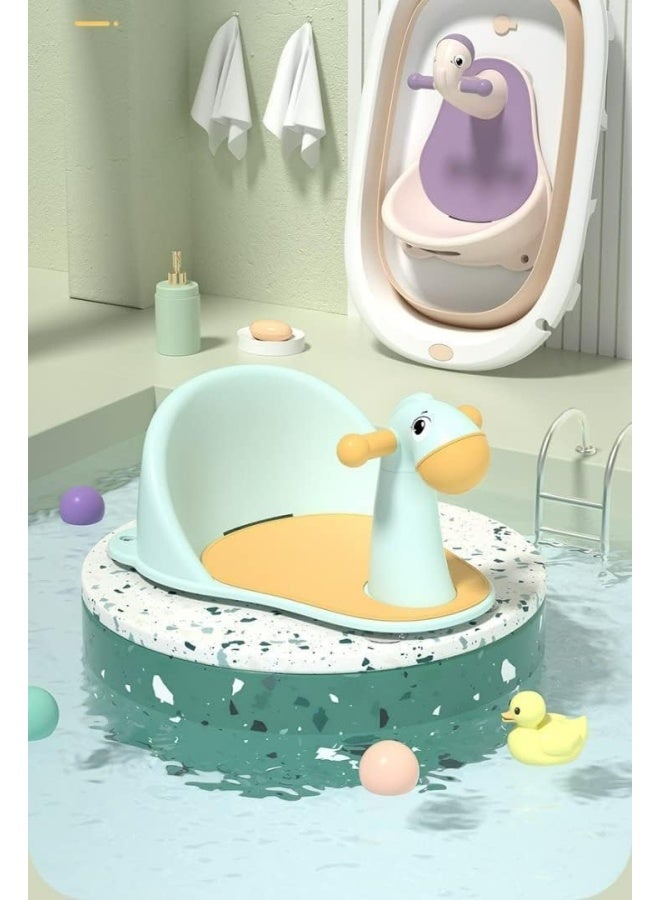 Premify Baby Bath Seat With Non-Slip Soft Seat Animal Shape Portable Baby Bathtub Seat With Cartoon Backrest Anti-Drop Does Not Peel With Suction Cups Shower Stool For Bathroom (Purple) - Image 2