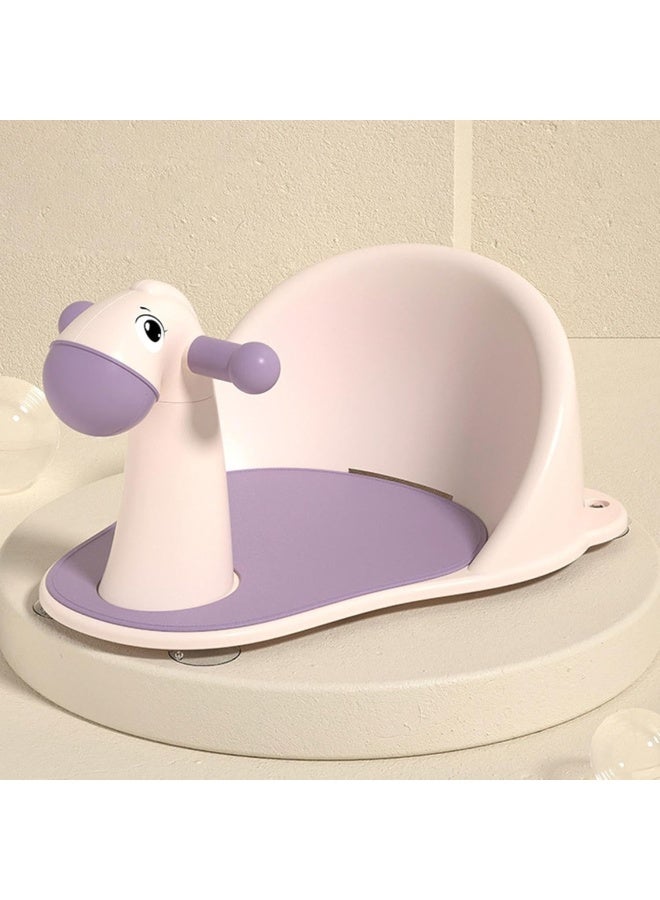 Premify Baby Bath Seat With Non-Slip Soft Seat Animal Shape Portable Baby Bathtub Seat With Cartoon Backrest Anti-Drop Does Not Peel With Suction Cups Shower Stool For Bathroom (Purple) - Image 4