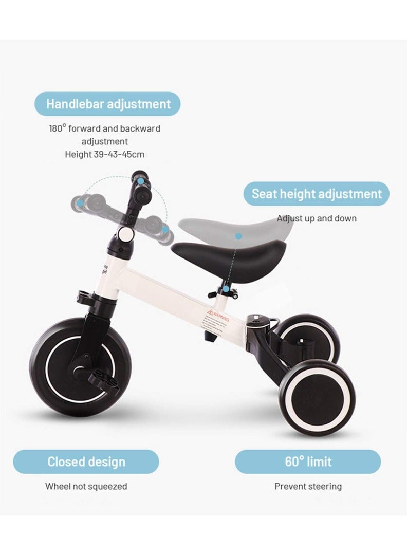 بيتشو دراجة ثلاثية العجلات للأطفال 4 في 1، مناسبة للأطفال من عمر 1.5 إلى 5 سنوات، متعددة الأغراض، مزودة بمقعد قابل للتعديل، مناسبة للاستخدام الداخلي والخارجي، مناسبة للأولاد والبنات، هدايا عيد الميلاد الأول، لون أبيض - Image 4