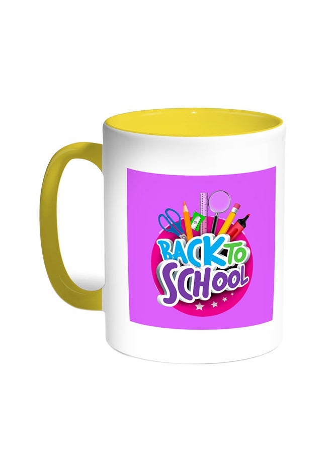 Back To School Printed Coffee Mug Yellow/White 11ounce