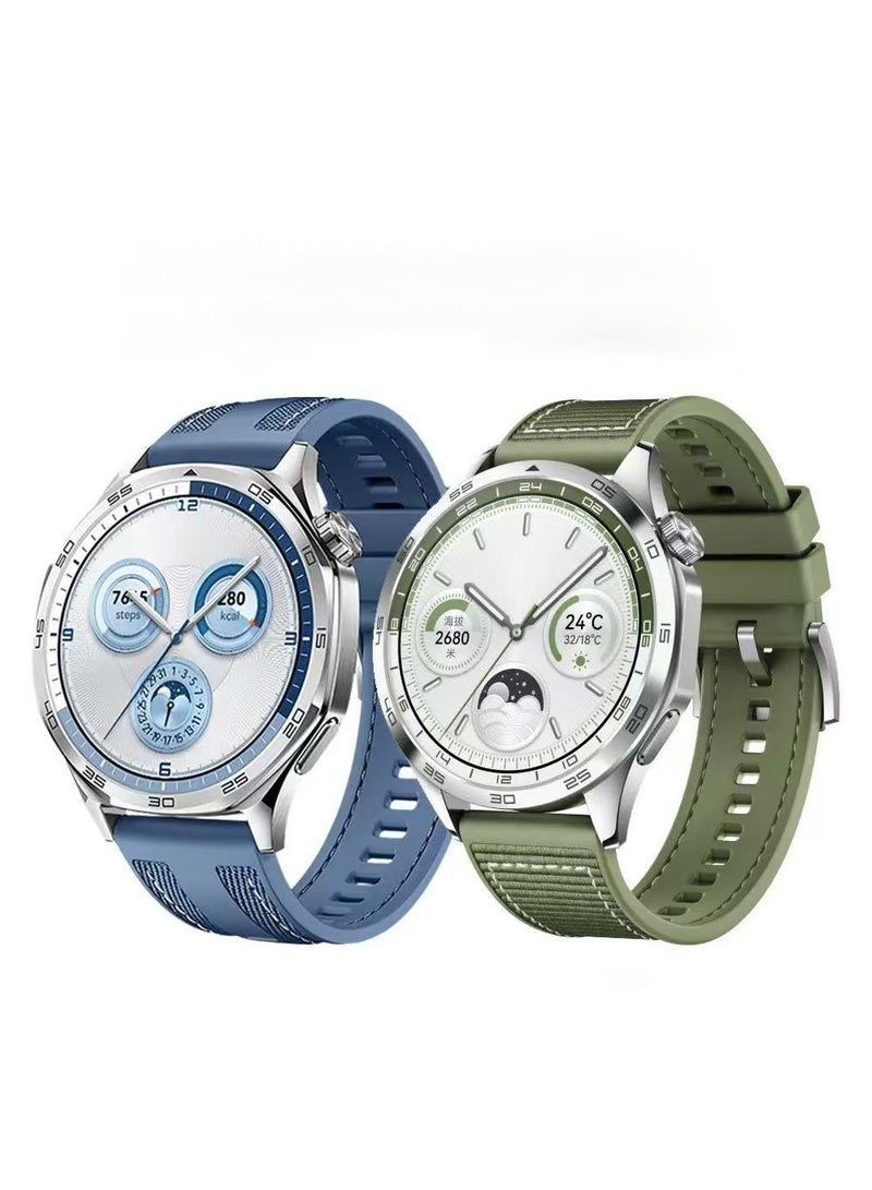 For Huawei GT6/GT5/GT4/GT3pro Watch with Silicone Nylon Wristband Braided Resurrection Watch with 46mm Blue/Green