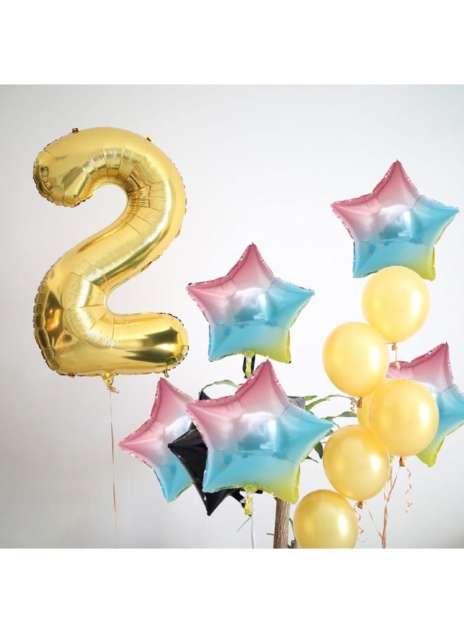 10 PCS Star Balloons 18 Inch, Gradient Foil Star Shaped Balloons, Mylar Helium Foil Balloons for Birthday Party Decorations, Baby Shower, Wedding Anniversary Backdrop Party Supplies - Image 4