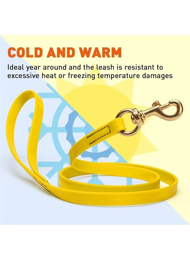 Viper Biothane K9 Working Dog Leash Waterproof Lead for Tracking Training Schutzhund Odor-Proof Long Line with Solid Brass Snap for Puppy Medium and Large Dogs 4ft, Lemon Yellow  - Image 4