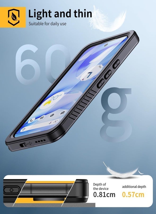 جراب Lanhiem لهاتف Pixel 9a، مقاوم للماء والغبار IP68، واقي شاشة مدمج، جراب هاتف متين كامل الجسم مقاوم للصدمات لهاتف Google Pixel 9a مقاس 6.3 بوصة، أسود - Image 4