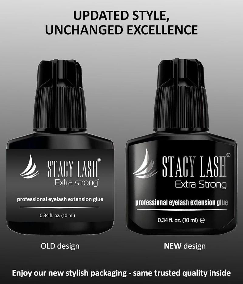 Stacy Lash Extra Strong Eyelash Extension Glue - 0.34 fl.oz/10 ml/ 0.5-1 Sec Drying time/Retention – 7 Weeks/Maximum Bonding Power/Black Adhesive for Semi-Permanent Extensions/Professional Supplies - Image 3