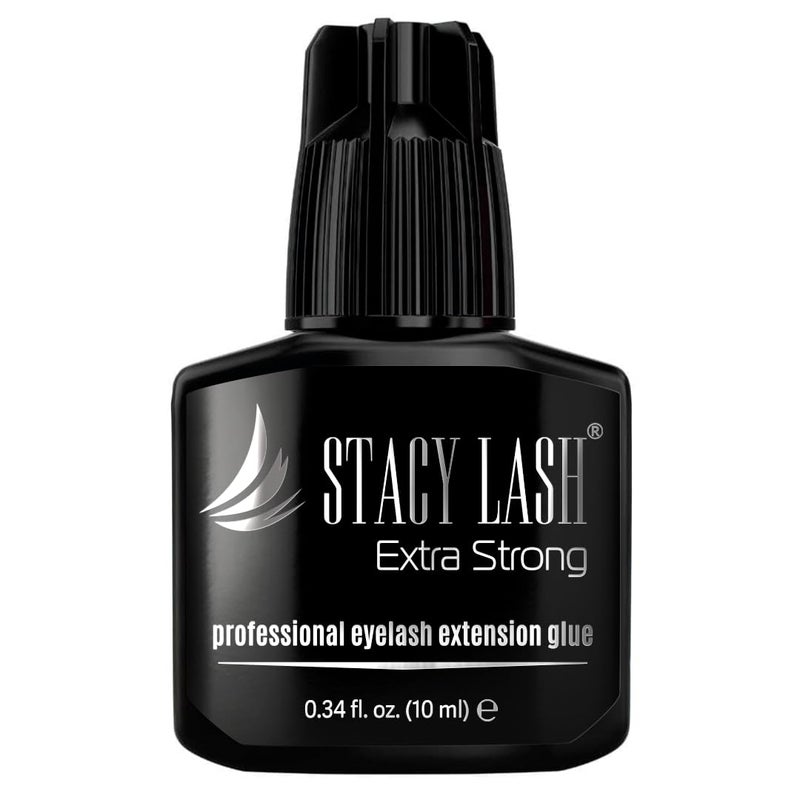 Stacy Lash Extra Strong Eyelash Extension Glue - 0.34 fl.oz/10 ml/ 0.5-1 Sec Drying time/Retention – 7 Weeks/Maximum Bonding Power/Black Adhesive for Semi-Permanent Extensions/Professional Supplies - Image 1