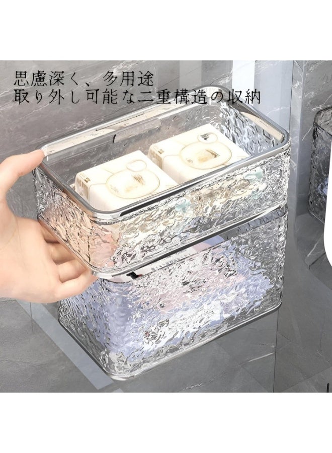 فالمر علبة مناديل من الاكريليك - حامل مناديل ورقية شفاف أنيق مكون من طبقتين، تصميم متعدد الاستخدامات لغرفة النوم والحمام، هيكل شفاف، سهلة التركيب وتسع مقاسات مختلفة من المناديل - Image 2