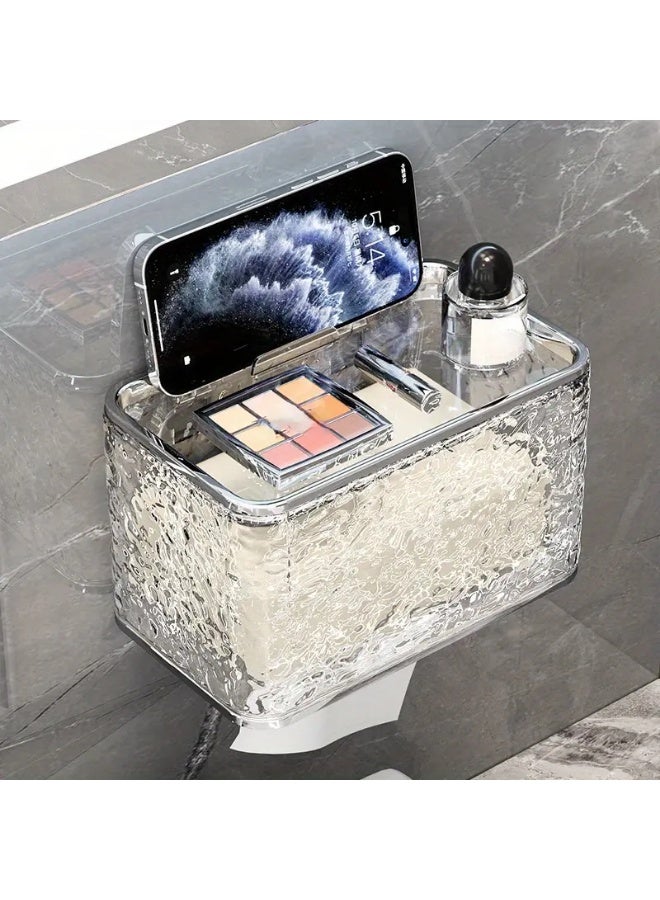 فالمر علبة مناديل من الاكريليك - حامل مناديل ورقية شفاف أنيق مكون من طبقتين، تصميم متعدد الاستخدامات لغرفة النوم والحمام، هيكل شفاف، سهلة التركيب وتسع مقاسات مختلفة من المناديل - Image 3