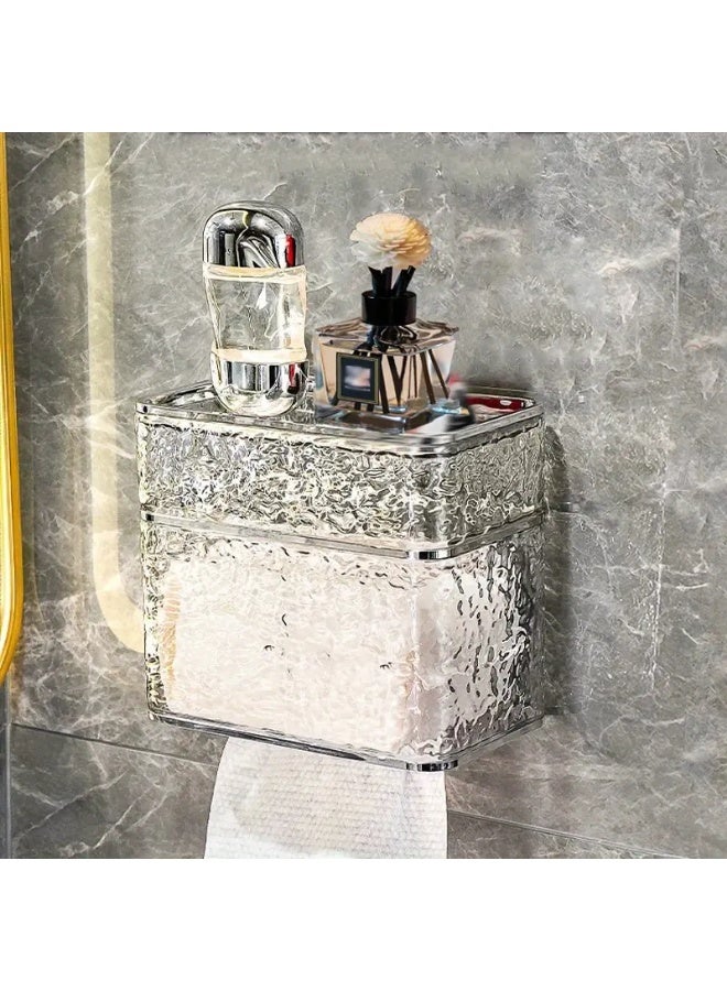 فالمر علبة مناديل من الاكريليك - حامل مناديل ورقية شفاف أنيق مكون من طبقتين، تصميم متعدد الاستخدامات لغرفة النوم والحمام، هيكل شفاف، سهلة التركيب وتسع مقاسات مختلفة من المناديل - Image 5