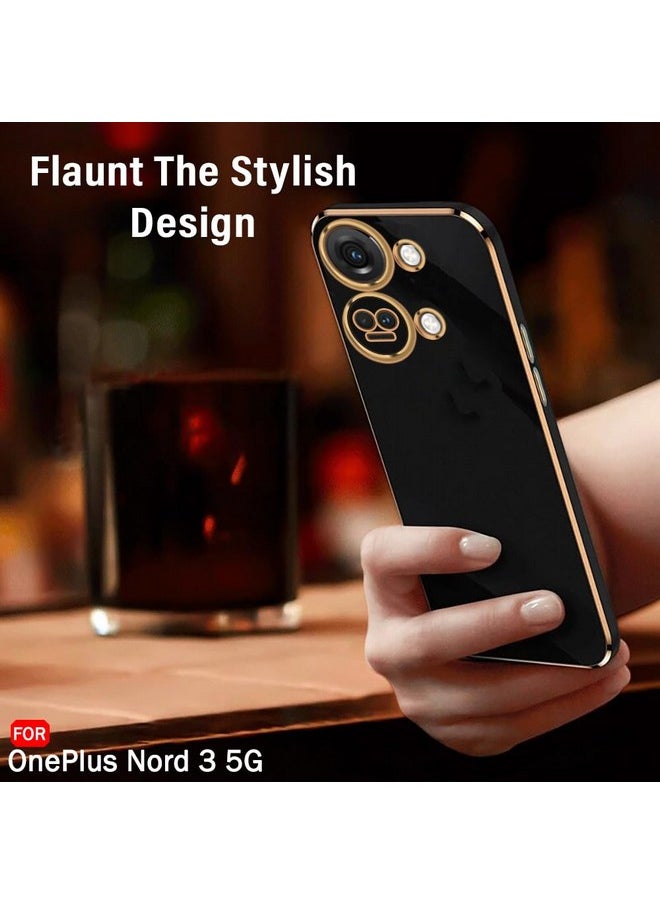 ذا جيفت كارت جراب خلفي فاخر مطلي بالذهب من TheGiftKart TPU لهاتف Oneplus Nord 3 5G | شفاه مرتفعة لحماية الكاميرا والشاشة | تصميم مقاوم للصدمات | جراب خلفي أنيق لهاتف Oneplus Nord 3 5G (أسود)  - Image 3